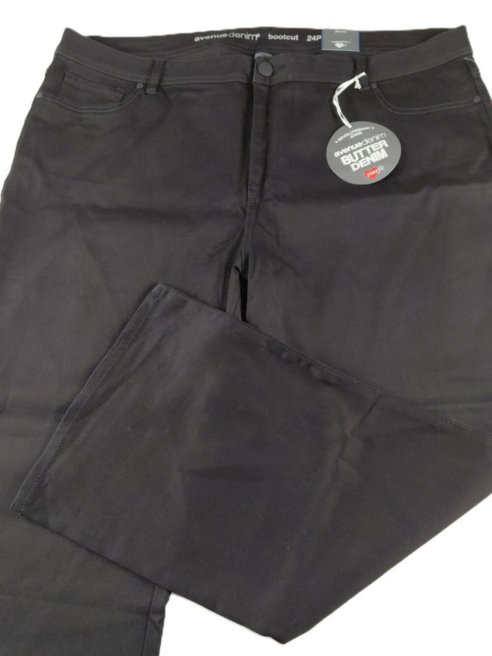 Avenue Butter Denim Bootcut Jeans Women's Size 24 Petite Black Stretch